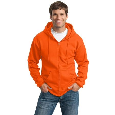 Port & Company PC90ZHT Mens Essential Fleece Full-Zip Hooded Sweatshirt, Safety Orange - 3XL Tall