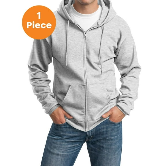 Port & Company PC90ZHT Tall Essential Fleece Full-Zip Hooded Sweatshirt , Ash, 2XLT, Big and Tall Zip up Hoodies and Sweatshirts