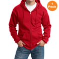 thumbnail image 1 of Port & Company PC90ZHT Tall Essential Fleece Full-Zip Hooded Sweatshirt , Red, 2XLT, Big and Tall Zip up Hoodies and Sweatshirts, 1 of 1