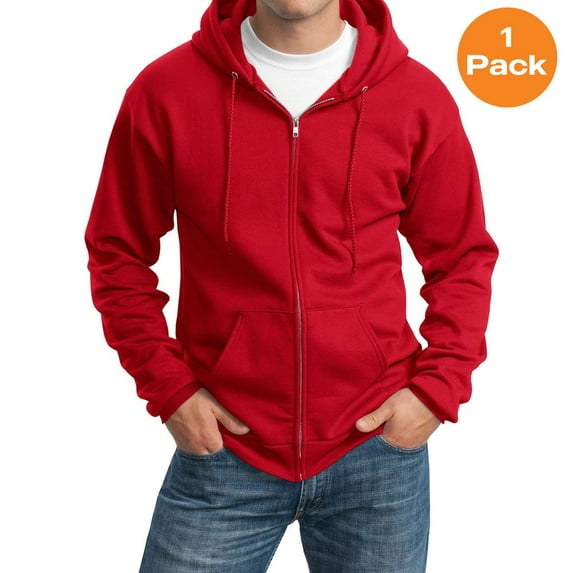 Port & Company PC90ZHT Tall Essential Fleece Full-Zip Hooded Sweatshirt , Red, 4XLT, Big and Tall Zip up Hoodies and Sweatshirts