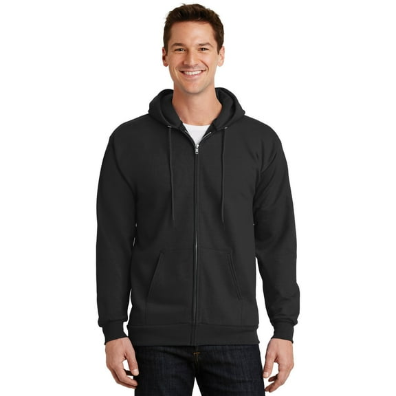 Port & Company PC90ZH Essential Fleece Full-Zip Hooded Sweatshirt, Jet Black, 3XL