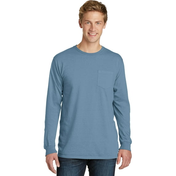 Port Company Pigment Dyed Long Sleeve Pocket Tee-XL (Mist)