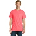thumbnail image 1 of Port & Company Pigment Dyed Pocket Tee (PC099P) Neon Coral, M, 1 of 2