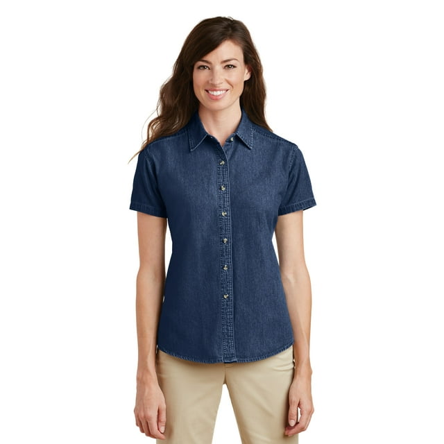 Port & Company Short Sleeve Value Denim Shirt (LSP11) Ink Blue, 4XL
