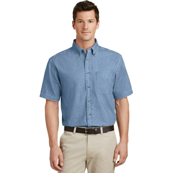 Port & Company Short Sleeve Value Denim Shirt (SP11) Faded Blue, 3XL