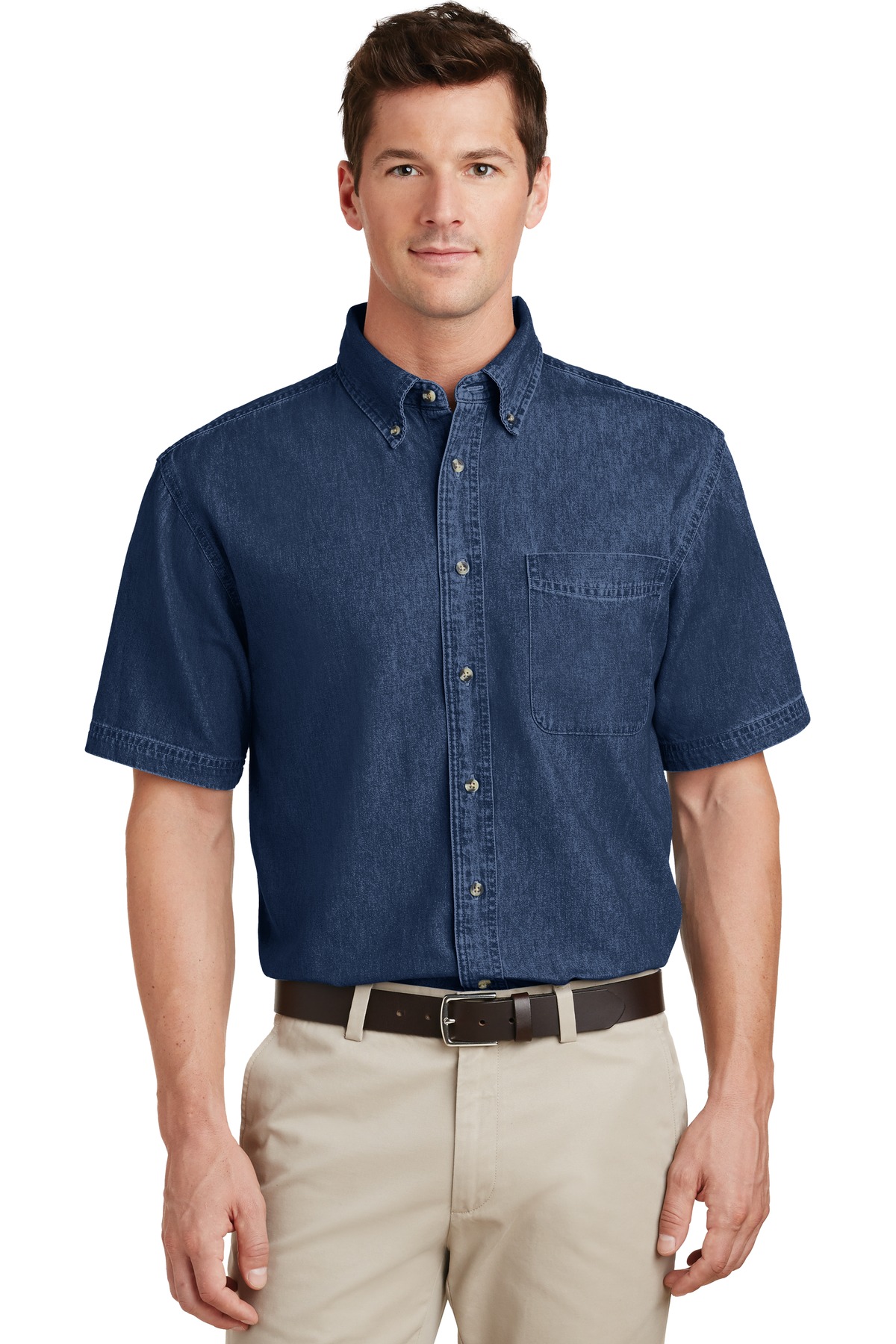 "Port & Company Short Sleeve Value Denim Shirt (SP11) Ink Blue, XL" - image 1 of 6