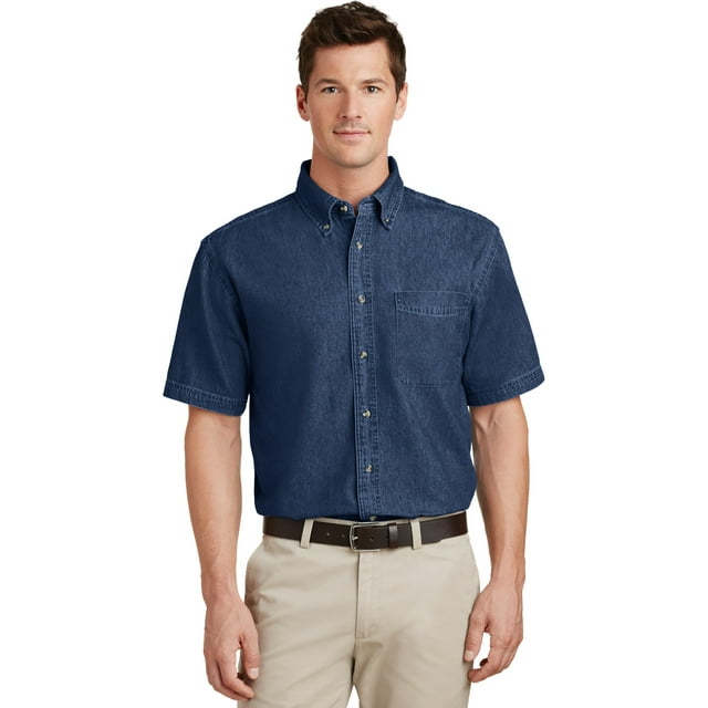 "Port & Company Short Sleeve Value Denim Shirt (SP11) Ink Blue, XL"