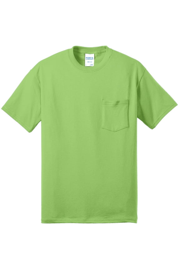 Port Company Tall 50/50 Cotton/Poly TShirt with Pocket (PC55PT) Lime, LT