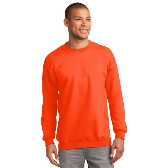Port & Company PC90 Mens Essential Fleece Crewneck Sweatshirt, Safety Orange - Large