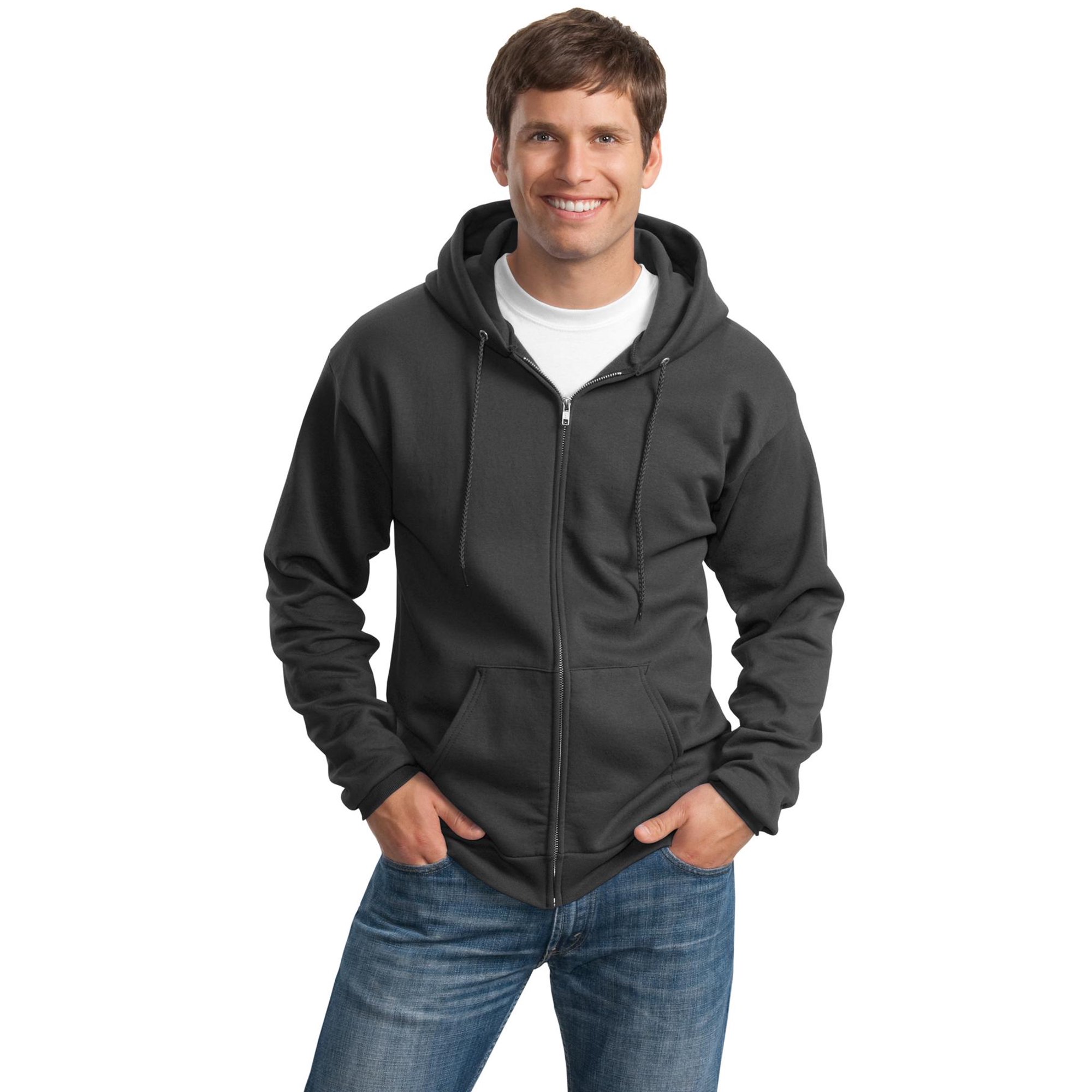 Port u0026 Company Tall Essential Fleece Full Zip Hooded Sweatshirt-3XLT  (Charcoal) - Walmart.com