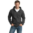 thumbnail image 1 of Port & Company Tall Essential Fleece Full Zip Hooded Sweatshirt-4XLT (Charcoal), 1 of 3