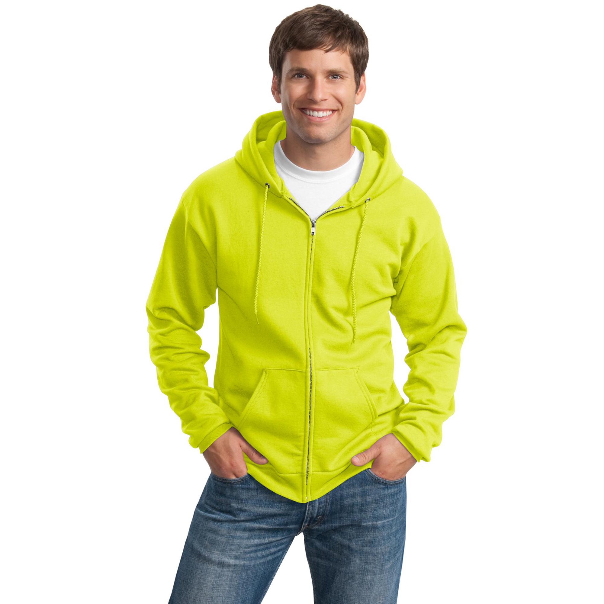 Port u0026 Company Tall Essential Fleece Full Zip Hooded Sweatshirt-4XLT (Safety  Green) - Walmart.com