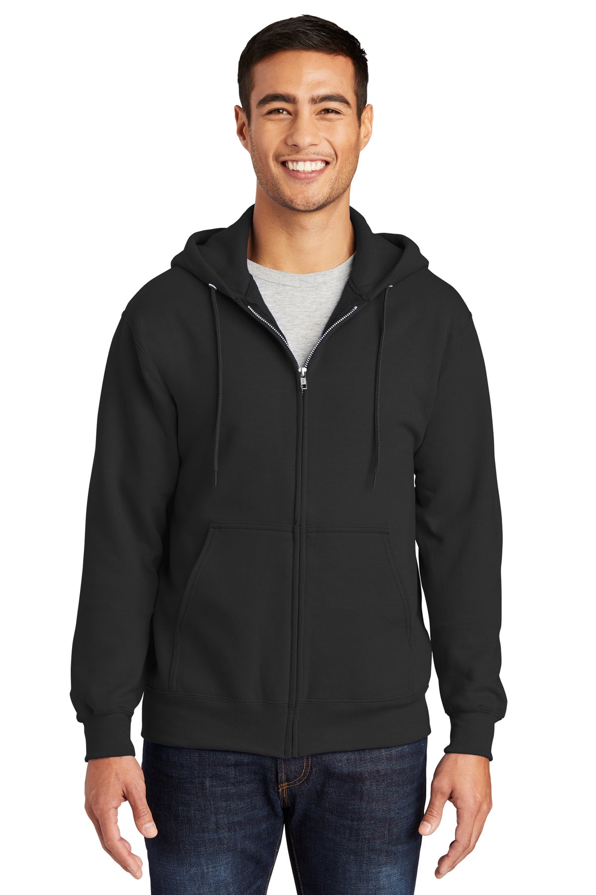 Port & Company Tall Essential Fleece Full Zip Hooded Sweatshirt-LT (Jet ...