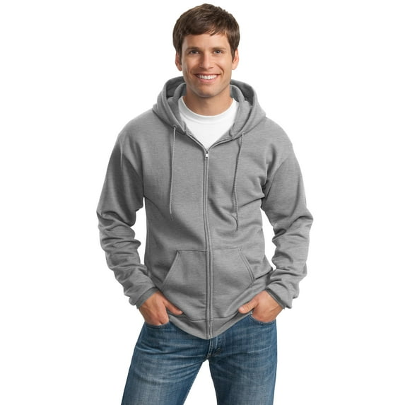 Port & Company Tall Essential Fleece Full Zip Hooded Sweatshirt-XLT (Athletic Heather)