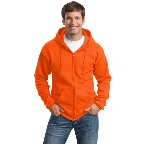 Port & Company Tall Essential Fleece Full-Zip Hooded Sweatshirt. Pc90zht , PC90ZHT , Safety Orange , XXXX-Large Tall