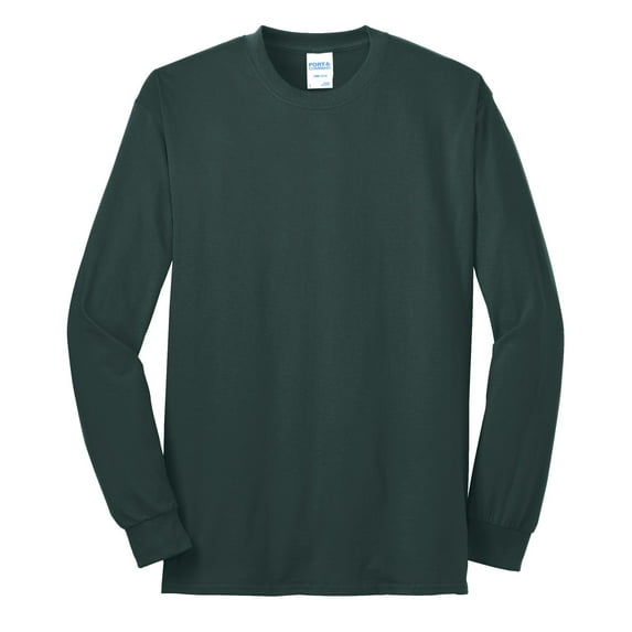Port & Company Tall Long Sleeve 50/50 Cotton/Poly T-Shirt. PC55LST Dark Green