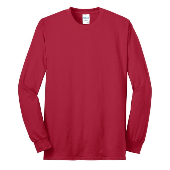 Port & Company Tall Long Sleeve 50/50 Cotton/Poly T-Shirt. PC55LST Red