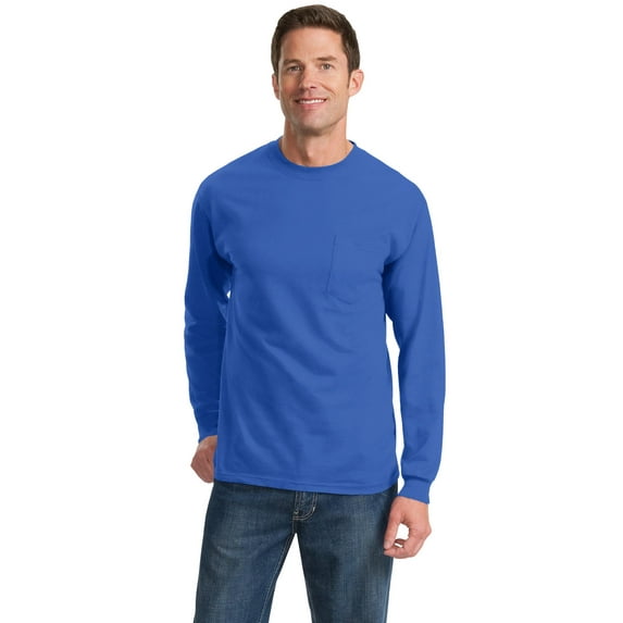 port & company men's big and tall long sleeve pocket t-shirt