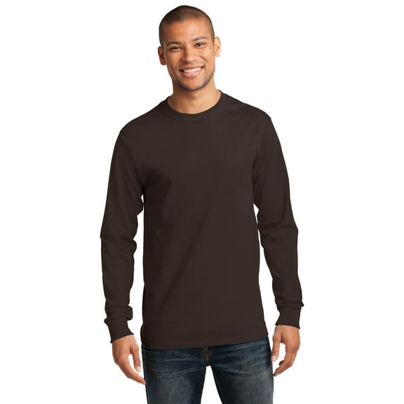 Port Company Tall Long Sleeve Essential Tee-4XLT (Dark Chocolate Brown)