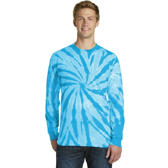 Port & Company Tie Dye Long Sleeve Tee-S (Turquoise)