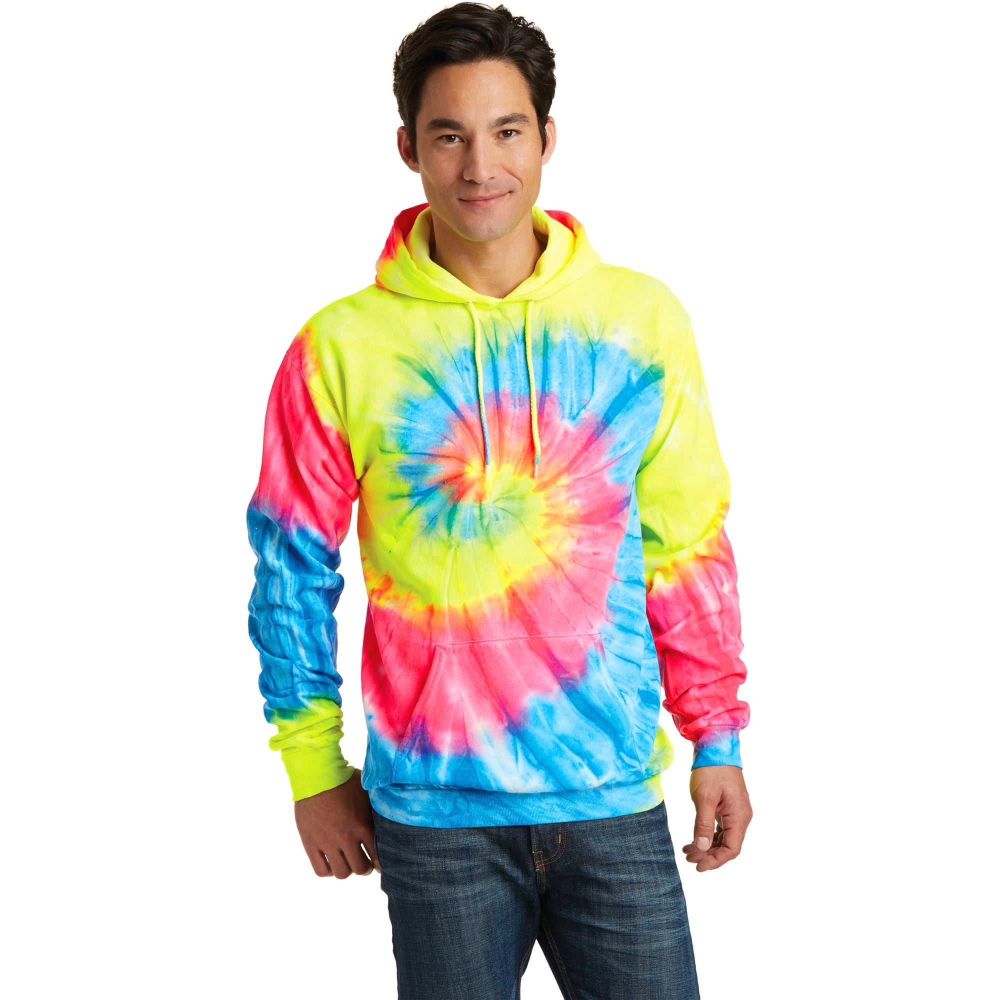 Port u0026 Company Tie Dye Pullover Hooded Sweatshirt-4XL (Neon Rainbow) -  Walmart.com