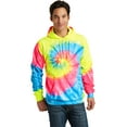thumbnail image 1 of Port & Company Tie Dye Pullover Hooded Sweatshirt-S (Neon Rainbow), 1 of 2