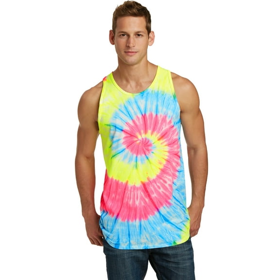 Port & Company Tie Dye Tank Top-S (Neon Rainbow)