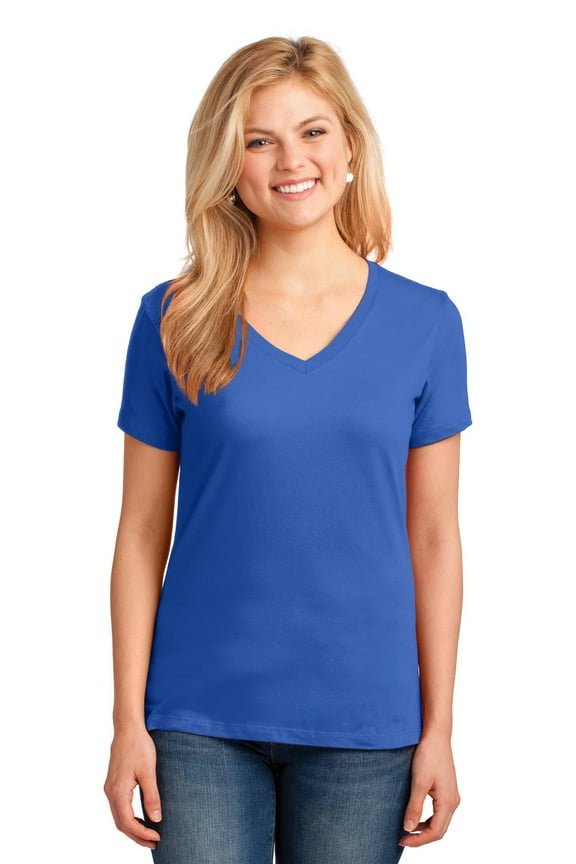mpany Women's 54 oz 100% Cotton V Neck T Shirt L Royal