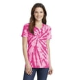 thumbnail image 1 of Port & Company Women's Essential Tie-Dye V-Neck Tee LPC147V, Pink, Small, 1 of 2