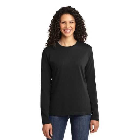 Port & Company Women's Long Sleeve Core Cotton T-Shirt LPC54LS, 2-Pack