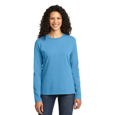 Port & Company Women's Long Sleeve Core Cotton T-Shirt LPC54LS, 2-Pack