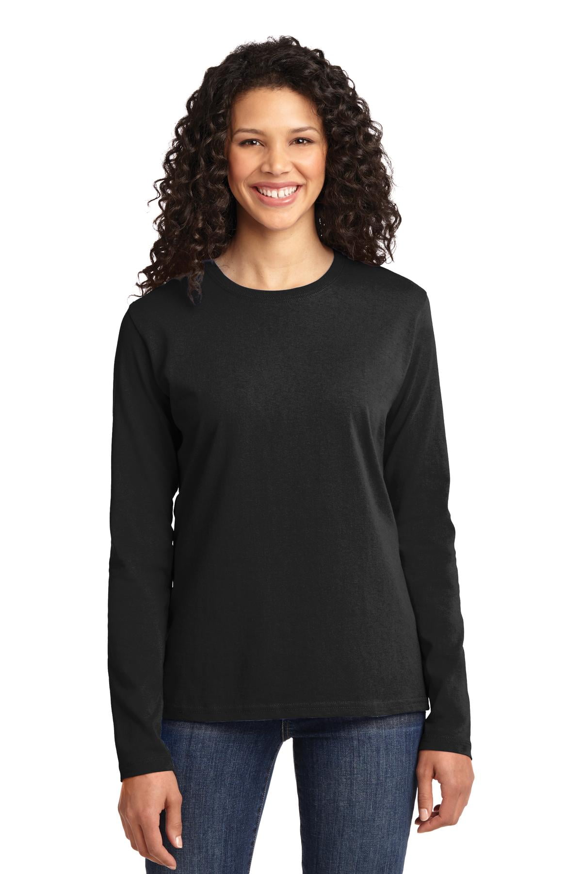 Port & Company Women's Long Sleeve Core Cotton T-Shirt LPC54LS ...