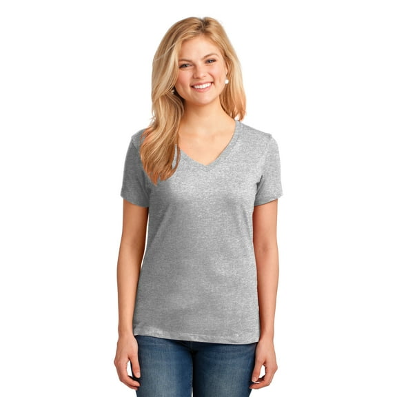 Port & Company Women's Short Sleeve V Neck Basic Tee Blouse