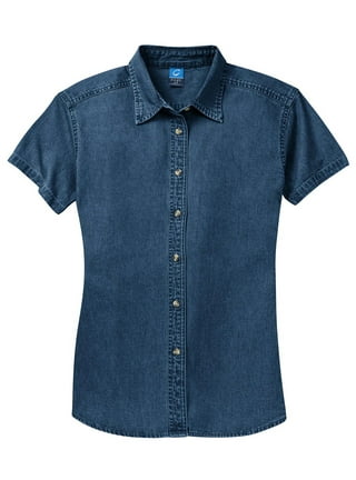 Short sleeve denim blouse top