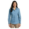 thumbnail image 1 of Port & Company Womens Carefree Poplin Long Sleeve Shirt Carolina Blue X-Large, 1 of 4