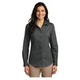 thumbnail image 1 of Port & Company Womens Carefree Poplin Long Sleeve Shirt Graphite Large, 1 of 4