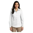 thumbnail image 1 of Port & Company Womens Carefree Poplin Long Sleeve Shirt White Large, 1 of 4