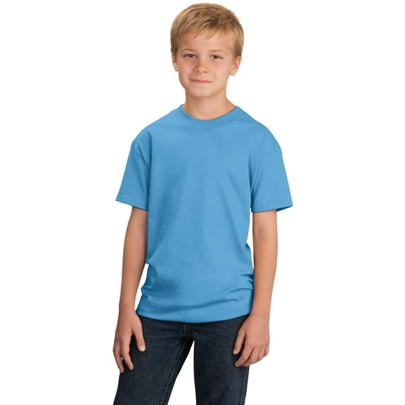 Port & Company Youth 5.4-oz Cotton T-Shirt. Aquatic Blue. S.