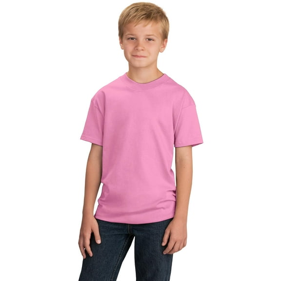 Port & Company Youth 5.4-oz Cotton T-Shirt. Candy Pink. XS.