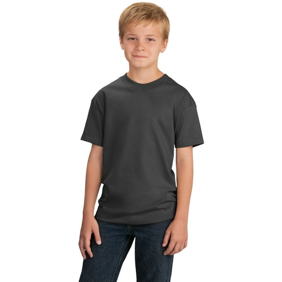 Port & Company Youth 5.4-oz Cotton T-Shirt. Charcoal. L.