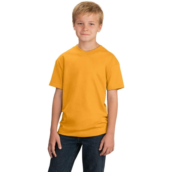 Port & Company Youth 5.4-oz Cotton T-Shirt. Gold. XS.