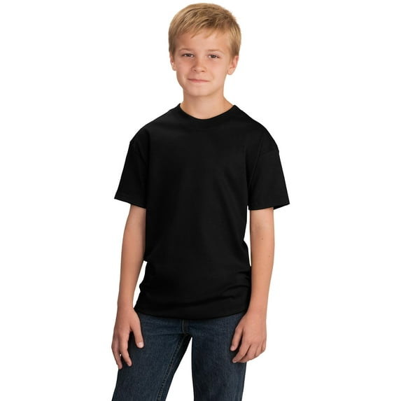 Port & Company Youth 5.4-oz Cotton T-Shirt. Jet Black. S.