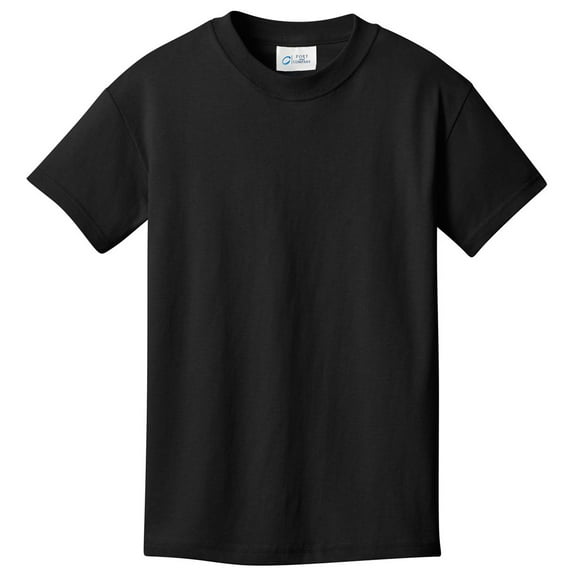 Port & Company Youth 5.4-oz Cotton T-Shirt. Jet Black. XL.