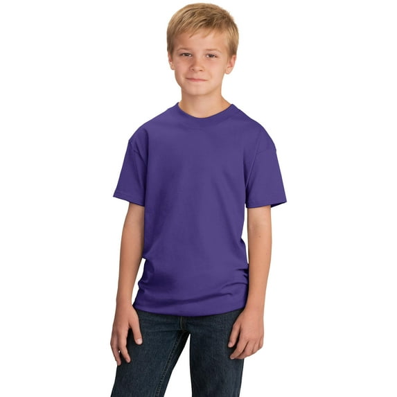 Port & Company Youth 5.4-oz Cotton T-Shirt. Purple. S.