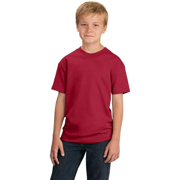 Port & Company Youth 5.4-oz Cotton T-Shirt. Red. L.