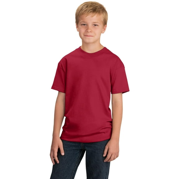 Port & Company Youth 5.4-oz Cotton T-Shirt. Red. M.