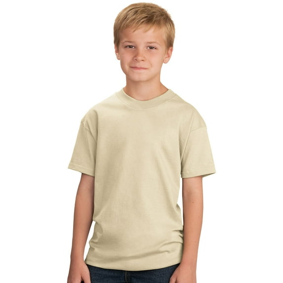 Port & Company Youth 5.4-oz Cotton T-Shirt. Sand. XL.