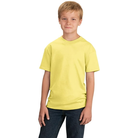 Port & Company Youth 5.4-oz Cotton T-Shirt. Yellow. L.