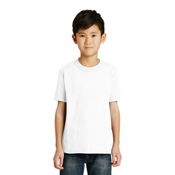 Port & Company - Youth 50/50 Cotton/Poly T-Shirt. PC55Y - Medium - White
