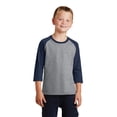 thumbnail image 1 of Port & Company Youth Core Blend 3/4 Sleeve Raglan Tee-M (Athletic Heather/ Navy), 1 of 6